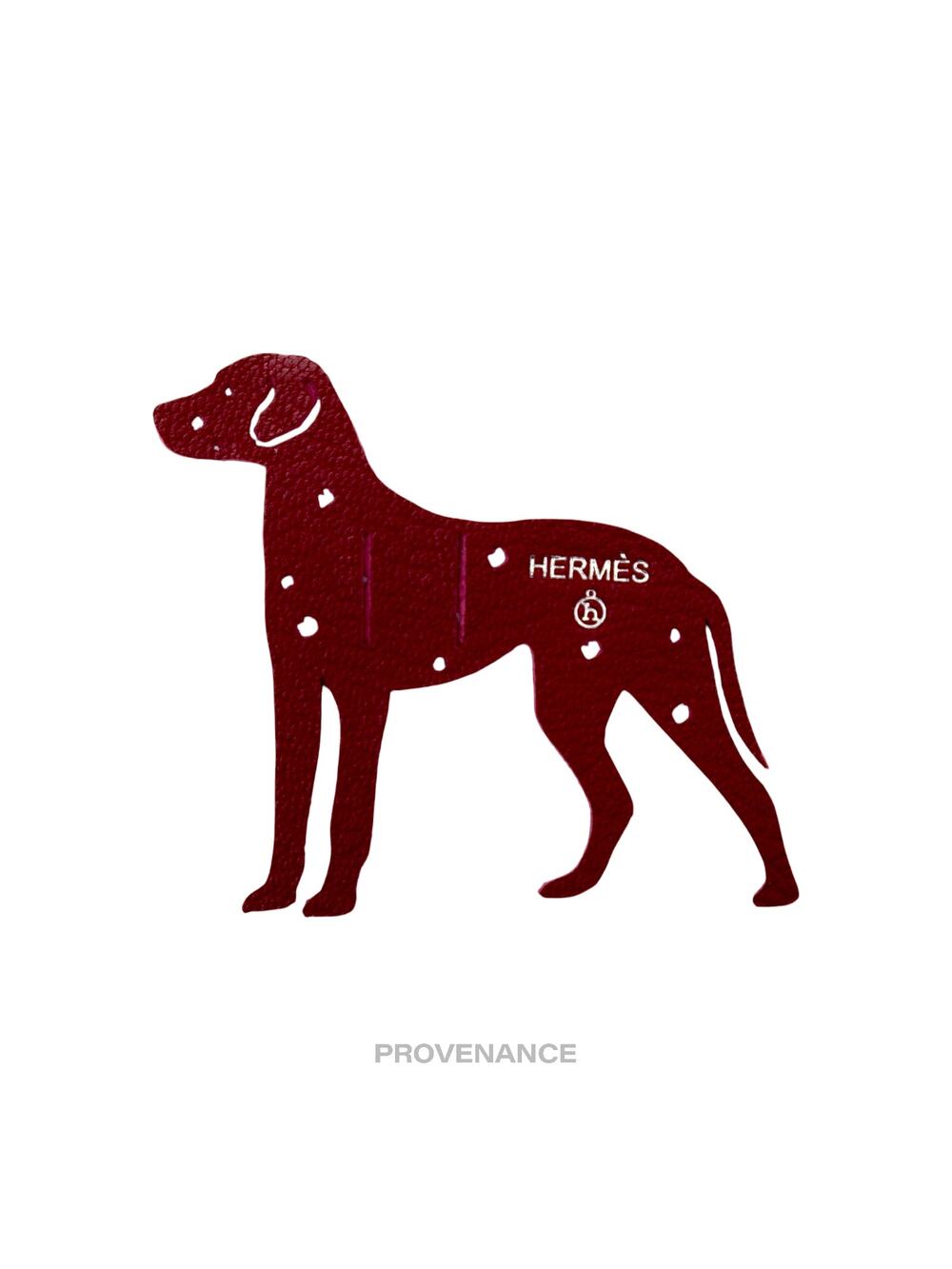 🔴 Hermes petit "h" Dalmation dog Charm - Red Leather